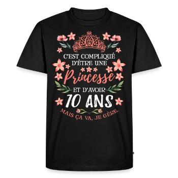 Anniv Fille 10 ans Anniversaire Humour - T-shirt Premium bio Homme - noir - Devant - Nico (187cm)