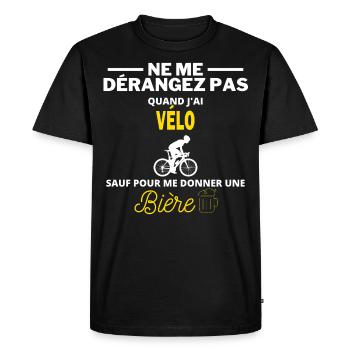 vélo et bière humour alcool - T-shirt Premium bio Homme - noir - Devant - Nico (187cm)