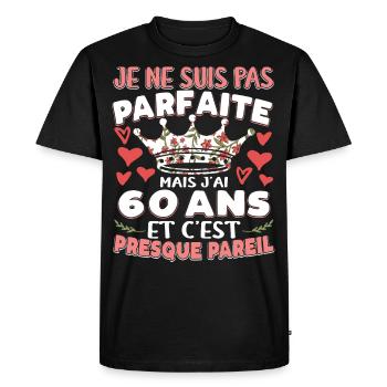 Anniv 60 ans Anniversaire Humour - T-shirt Premium bio Homme - noir - Devant - Nico (187cm)