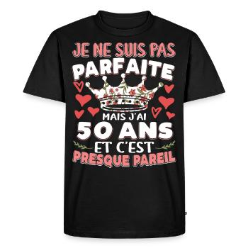 Anniv 50 ans Anniversaire Humour - T-shirt Premium bio Homme - noir - Devant - Nico (187cm)