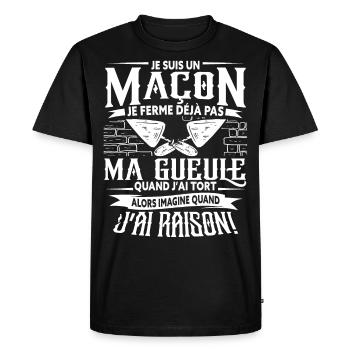 Maçon Maçonnerie Humour Dicton - T-shirt Premium bio Homme - noir - Devant - Nico (187cm)