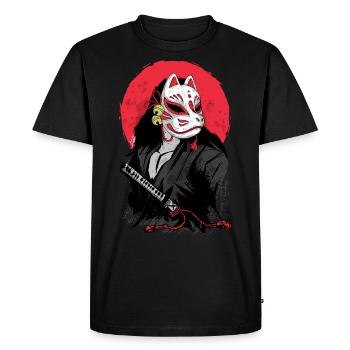 Kitsune Samouraï Japon Manga Cadeau Anime - T-shirt Premium bio Homme - noir - Devant - Nico (187cm)