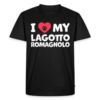 J’aime mon chien de truffe Lagotto Romagnol - T-shirt Premium bio Homme - noir - Devant - Nico (187cm)