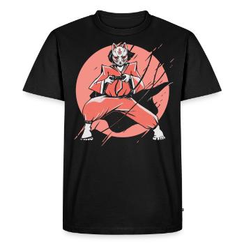Anime Kitsune Manga Kawaii Samouraï Cadeau - T-shirt Premium bio Homme - noir - Devant - Nico (187cm)
