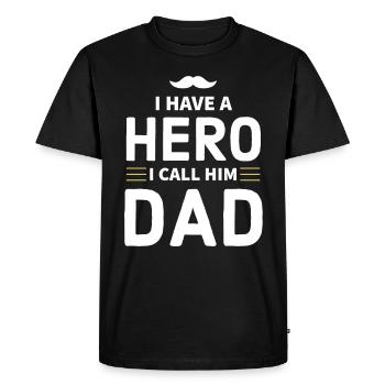 Fête des Pères, Fête des Pères, Fête des Pères, Fête des Pères - T-shirt Premium bio Homme - noir - Devant - Nico (187cm)