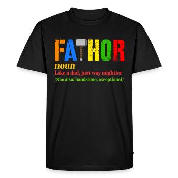 Fête des Pères, Fête des Pères, Fête des Pères, Fête des Pères - T-shirt Premium bio Homme - noir - Devant - Nico (187cm)