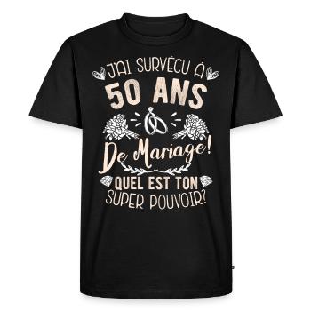 50è anniverssaire de mariage - T-shirt Premium bio Homme - noir - Devant - Nico (187cm)