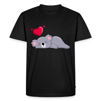 Koala dormant avec coeur dessin animé motif sommeil - T-shirt Premium bio Homme - noir - Devant - Nico (187cm)