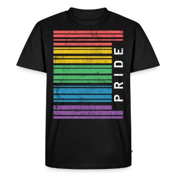 Gay Pride CSD Arc-en-ciel LGBT - T-shirt Premium bio Homme - noir - Devant - Nico (187cm)