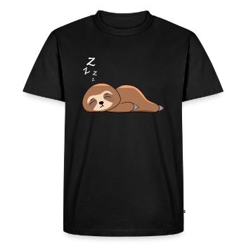Paresseux sommeil Dessin animé Motif du sommeil - T-shirt Premium bio Homme - noir - Devant - Nico (187cm)
