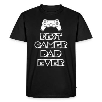 Fête des Pères, Fête des Pères, Fête des Pères, Fête des Pères - T-shirt Premium bio Homme - noir - Devant - Nico (187cm)