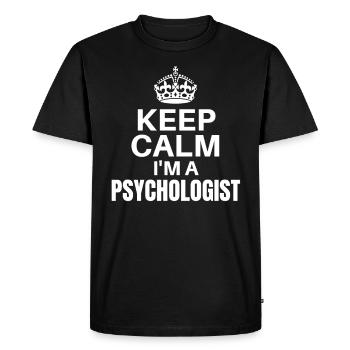 Gardez votre calme, je suis un psychologue, drôle de conception de travail - T-shirt Premium bio Homme - noir - Devant - Nico (187cm)