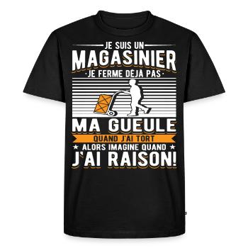 Magasinier Cadeau - T-shirt Premium bio Homme - noir - Devant - Nico (187cm)