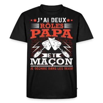 Papa Maçon Père Maçonnerie Construction Maison - T-shirt Premium bio Homme - noir - Devant - Nico (187cm)
