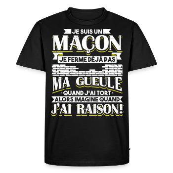 Maçon Maçonnerie Humour Dicton - T-shirt Premium bio Homme - noir - Devant - Nico (187cm)