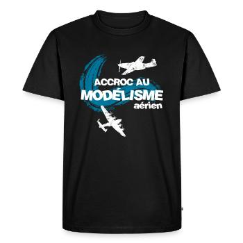 Accroc au modélisme aérien - T-shirt Premium bio Homme - noir - Devant - Nico (187cm)