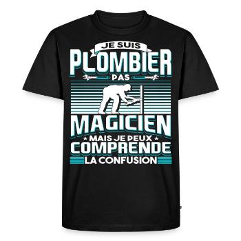 Plombier Humour Plombiers - T-shirt Premium bio Homme - noir - Devant - Nico (187cm)