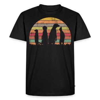 Erdmännchen | Retro Vintage Erdmännchen Geschenk - Männer Premium Bio T-Shirt - Schwarz - Vorne - Nico (187cm)