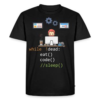 Dead Eat Code Sleep Funny Programming Computer Pro - T-shirt Premium bio Homme - noir - Devant - Nico (187cm)
