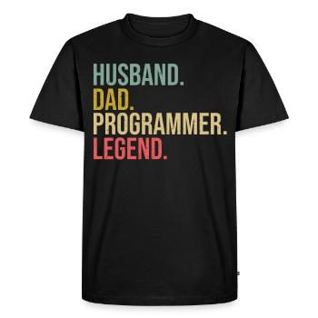 Programme de la journée de la légende du père - T-shirt Premium bio Homme - noir - Devant - Nico (187cm)