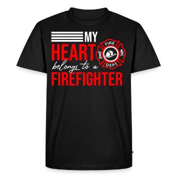 My Heart Belongs To A Firefighter Wife Fireman Fir - T-shirt Premium bio Homme - noir - Devant - Nico (187cm)