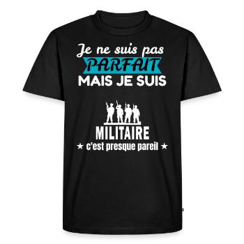je ne suis pas parfait Militaire cadeau Militaire - T-shirt Premium bio Homme - noir - Devant - Nico (187cm)