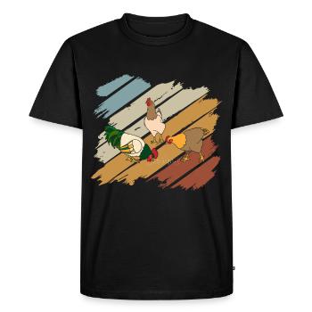 Hühner Tshirt Huhn Bauernhof Glucke Gockel Bauer - Männer Premium Bio T-Shirt - Schwarz - Vorne - Nico (187cm)