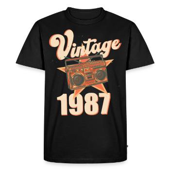 Vintage 1987 - T-shirt Premium bio Homme - noir - Devant - Nico (187cm)