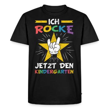 Kindergarten | Lustiger Kindergartenkind Spruch - Männer Premium Bio T-Shirt - Schwarz - Vorne - Nico (187cm)