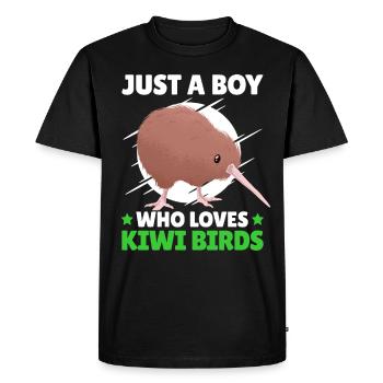 Boy the Kiwi bird loves snipe bouquet saying - Men's Premium Organic T-Shirt - black - Front - Nico (187cm)