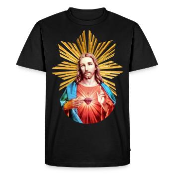 Jésus-Christ | Jésus-Christ Noël Halo - T-shirt Premium bio Homme - noir - Devant - Nico (187cm)