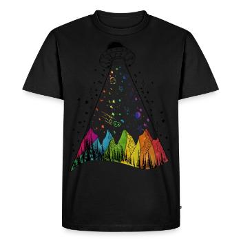 ufo rainbow - Men's Premium Organic T-Shirt - black - Front - Nico (187cm)