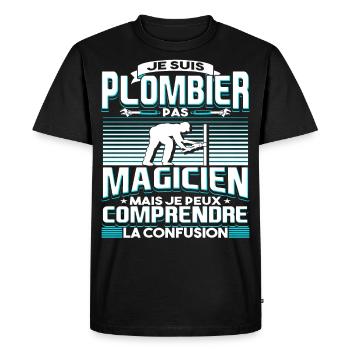 Plombier Humour Plombiers - T-shirt Premium bio Homme - noir - Devant - Nico (187cm)
