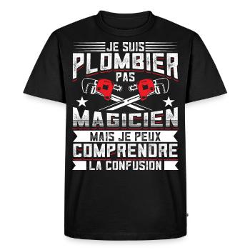 Plombier Humour Plombiers - T-shirt Premium bio Homme - noir - Devant - Nico (187cm)