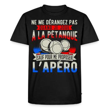 Petanque Pétanque - T-shirt Premium bio Homme - noir - Devant - Nico (187cm)