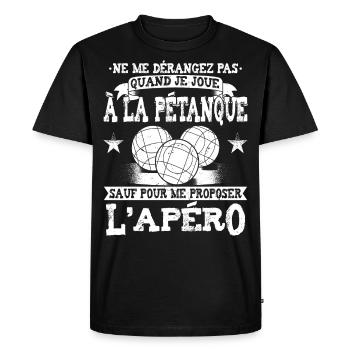 Petanque Pétanque - T-shirt Premium bio Homme - noir - Devant - Nico (187cm)
