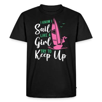Sailing I Know I Sail Like A Girl - T-shirt Premium bio Homme - noir - Devant - Nico (187cm)