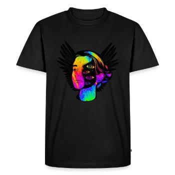 Psychedelic Trippy Motif Psychonaut Colorful - Men's Premium Organic T-Shirt - black - Front - Nico (187cm)