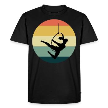 Aerial Hoop Lyra Circus Acrobatics Vintage Rétro - T-shirt Premium bio Homme - noir - Devant - Nico (187cm)
