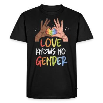 LGBT Pride Rainbow Love Knows No - Men's Premium Organic T-Shirt - black - Front - Nico (187cm)