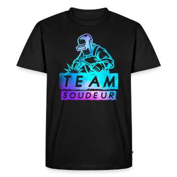 Welder Team - Men's Premium Organic T-Shirt - black - Front - Nico (187cm)
