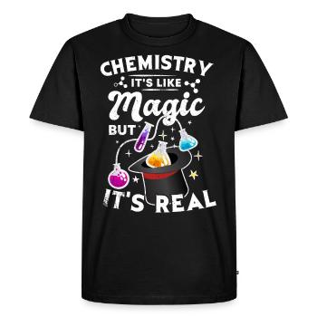 Chimie Tshirt neutron atome molécule professeur Alchimie - T-shirt Premium bio Homme - noir - Devant - Nico (187cm)