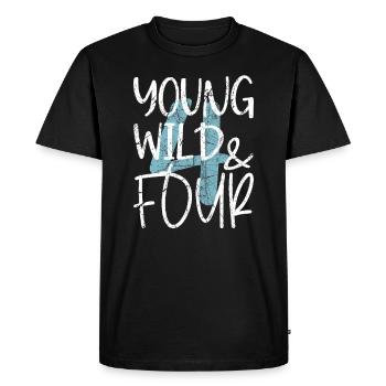 Young Wild and four 4th birthday - Men's Premium Organic T-Shirt - black - Front - Nico (187cm)