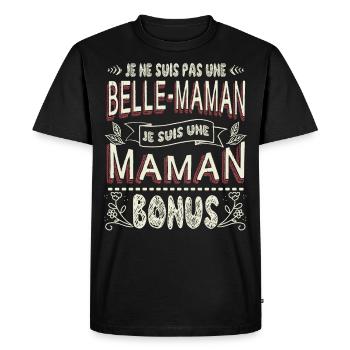 Belle-Maman Belle-Mère - T-shirt Premium bio Homme - noir - Devant - Nico (187cm)