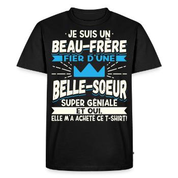 Beau-Frère Cadeau - T-shirt Premium bio Homme - noir - Devant - Nico (187cm)