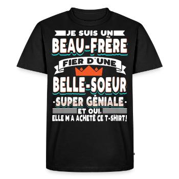 Beau-Frère Cadeau - T-shirt Premium bio Homme - noir - Devant - Nico (187cm)