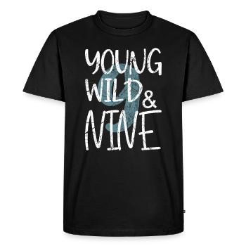Young Wild and nine 9th birthday - Men's Premium Organic T-Shirt - black - Front - Nico (187cm)