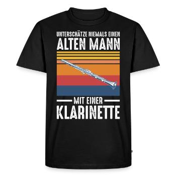 Klarinette Mann Retro Vintage - Männer Premium Bio T-Shirt - Schwarz - Vorne - Nico (187cm)