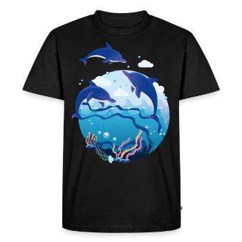 dolphin - Men's Premium Organic T-Shirt - black - Front - Nico (187cm)