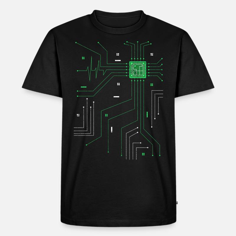 Admin Computer Herz Informatiker - Männer Premium Bio T-Shirt - Schwarz